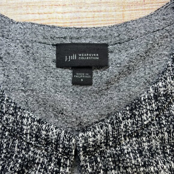 J.Jill Wearever Collection Black White Tweed Open Front Cardigan Size Small - Picture 12 of 14